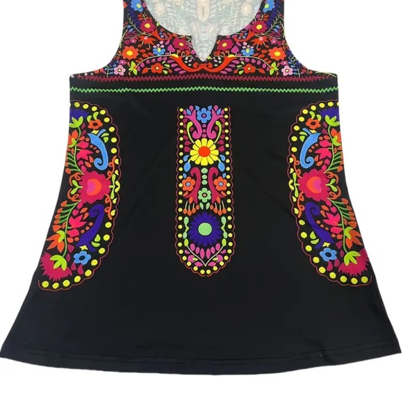 Embroidered Black Sleeveless Top - Picture 3 of 3